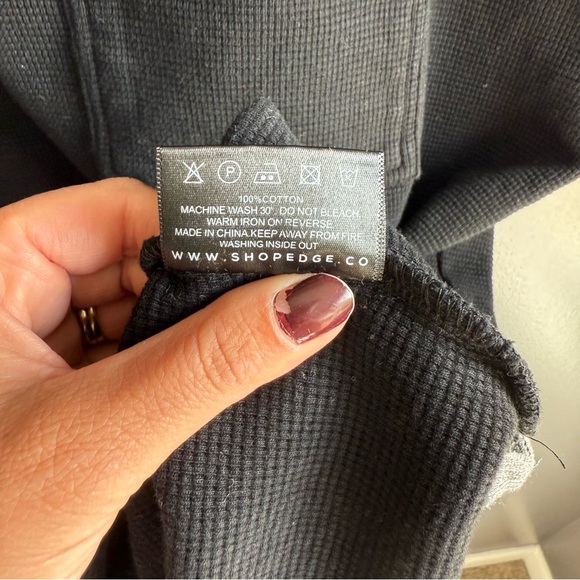 Edge Mens Short Sleeve Black Crew Neck Thermal Tee with Front Pocket Size XL - Picture 4 of 5